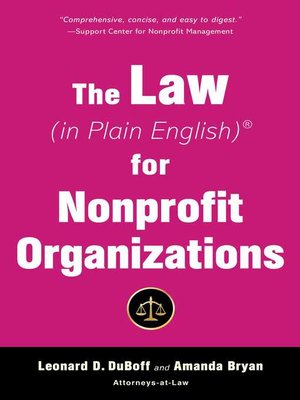 cover image of The Law (in Plain English) for Nonprofit Organizations